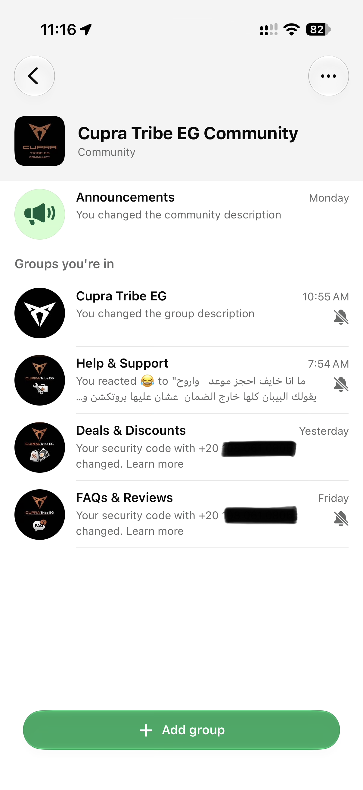 CUPRA Tribe EG WhatsApp group structure